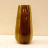 Elegant two-tone ceramic vase in chocolate brown and olive green, perfect for decor or flowers.