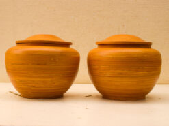 2 stuks Bamboe Potten met deksel 50475