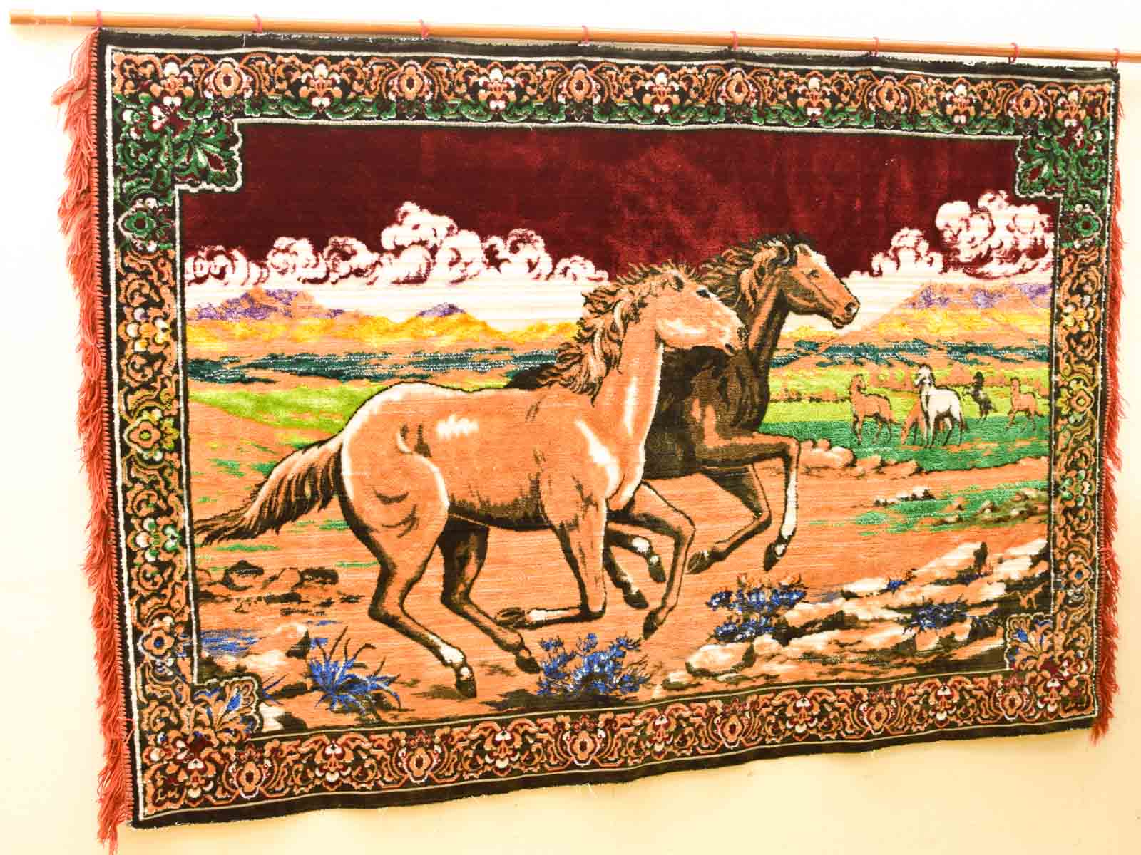 Vintage Wandkleed met prent van paarden 51283 - Afbeelding 3