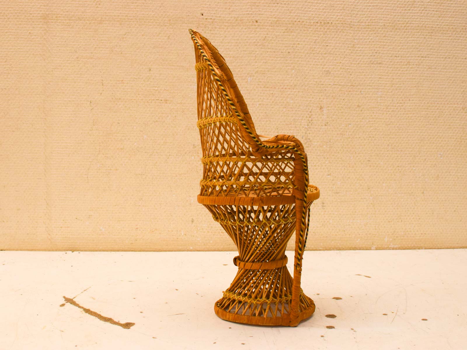 Vintage rieten Pauwenstoel 52387 - Afbeelding 3