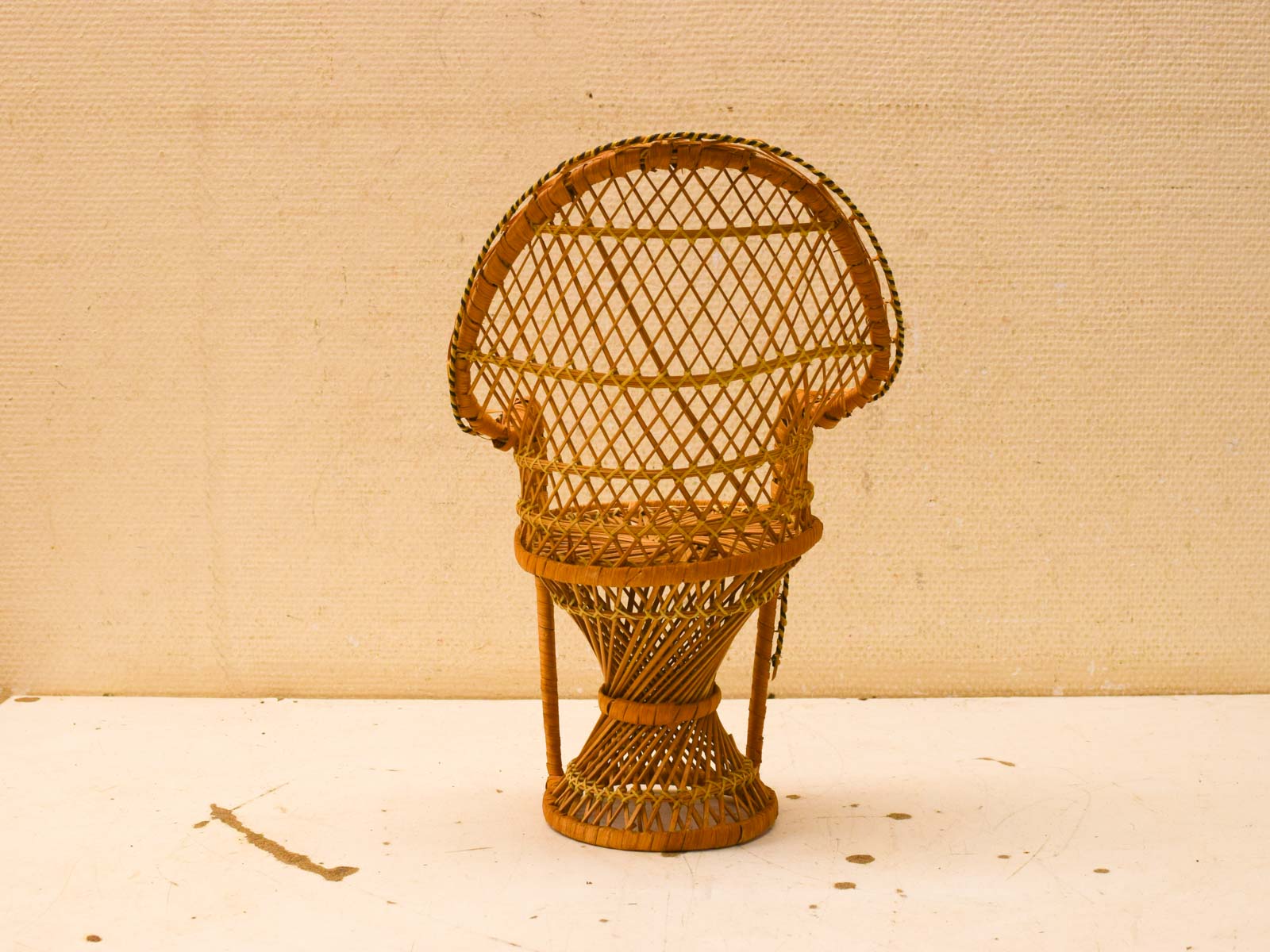 Vintage rieten Pauwenstoel 52387 - Afbeelding 5