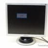 Vintage Samsung monitor with silver frame and color test screen, ideal for nostalgic workspaces.