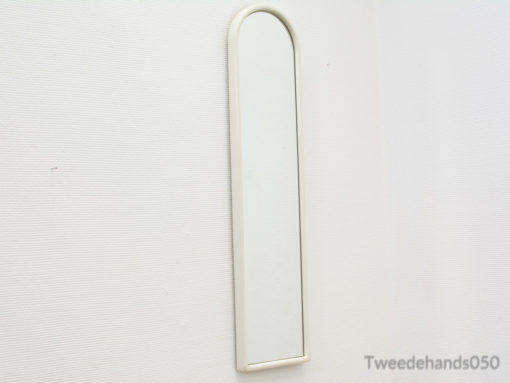 Sleek, modern white mirror with rounded edges, perfect for minimalist interior designs.