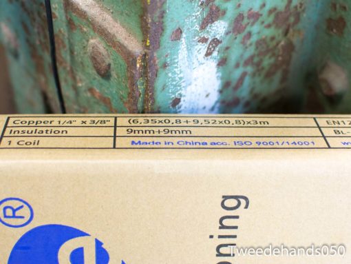 Vintage electrical wiring box with copper specifications, ideal for industrial applications.
