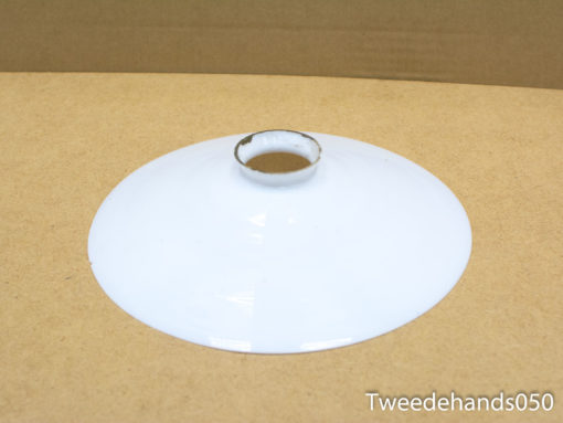 Glossy white conical lampshade, perfect for modern lighting and interior decor.