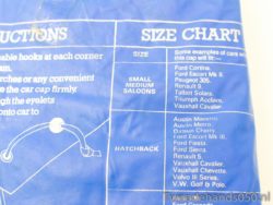 Vintage car cover size guide for saloons and hatchbacks with easy installation instructions.
