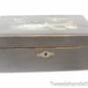 Charming vintage black wooden box with floral design; perfect for decor or treasured storage.
