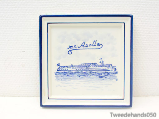 Tegel M.S Azolla scheepsvaart Delfts blauw 88703