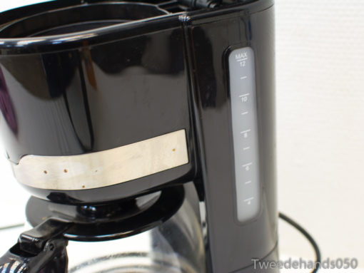 Sleek black coffee maker with convenient water level indicator for effortless brewing in modern kitchens.