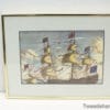 Elegant sailing ship artwork featuring vibrant flags, celebrating maritime history and craftsmanship.