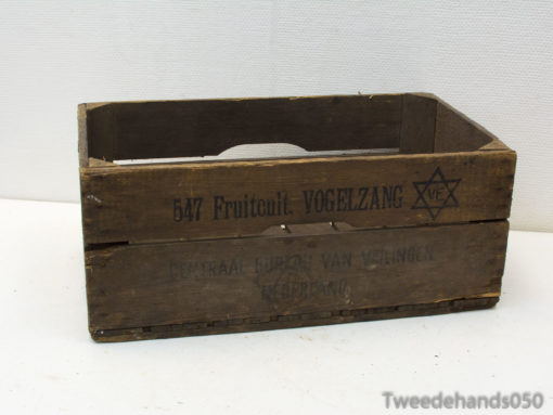 Vintage Vogelzang fruit crate, showcasing rustic charm and historical significance in agricultural trade.