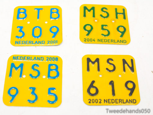 Vintage Dutch license plates (2001-2008) set for collectors, featuring vibrant colors and unique designs.