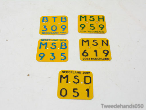 Colorful vintage Dutch license plates from 2001 to 2009, ideal for collectors and automobilia enthusiasts.