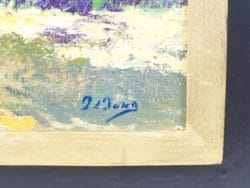 Vibrant impressionistic landscape by D. Homa, elegantly framed in gold for stylish decor.