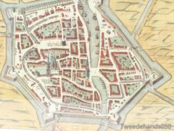 Detailed historical map of Dockum, showcasing its fortified city layout and vibrant community features.