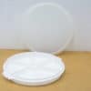 Stylish white food container with compartments and lid for organized meal prep and snacks.