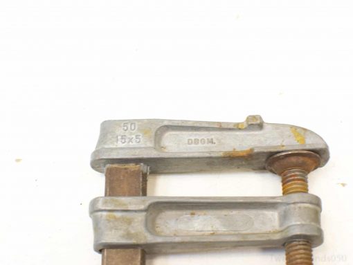 Vintage steel C-clamp for woodworking, providing a strong grip and reliable performance for DIY projects.