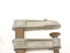 Rusted vintage C-clamp, 50mm opening, ideal for woodworking and metalworking projects.