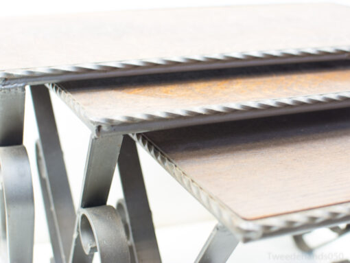 Chic wood and metal side table, ideal for enhancing any modern or vintage decor.