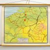 Vintage map of Belgium and Luxembourg, featuring vibrant colors and detailed geographical elements.