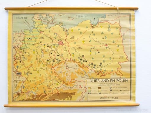 Landkaart duitsland en Polen vintage 92264