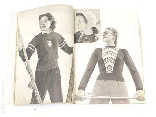 Vintage winter sports fashion for women, combining elegance, athleticism, and outdoor adventure.