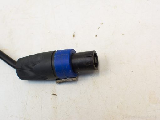 Durable black connector with blue ring for secure electrical connections in technical applications.