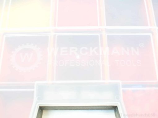Organize your tools efficiently with the WERCKMANN® toolboxs colorful, transparent compartments.