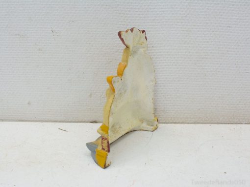 Charming vintage pastel cat figurine, ideal for nostalgic decor and playful art enthusiasts.