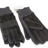 Stylish black gloves with ribbed cuffs, offering warmth and grip for winter activities.