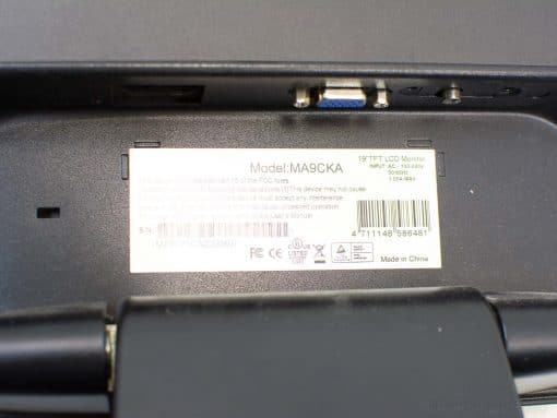 19-inch MA9CKA LCD monitor with VGA port, ideal for home or office use.