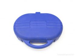 Durable blue storage case with handle, perfect for organizing tools and art supplies.