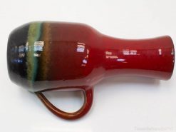 Elegant red ceramic vase with colorful gradient, perfect for stylish home decor and artistic display.