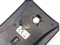 Sleek black kitchen scale with battery compartment and non-slip grips for everyday use.