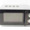 Stylish compact microwave with a glass door and user-friendly dials for modern kitchens.