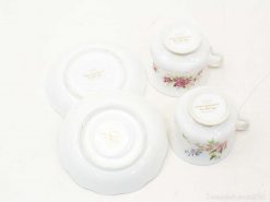 Elegant vintage floral china cups and saucers, perfect for collectors and special occasions.