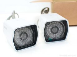 Sleek Samsung security cameras with night vision for modern surveillance solutions.