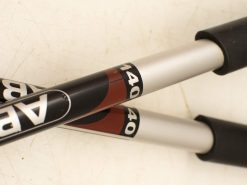Lightweight aluminum trekking poles with ergonomic grips for comfort and stability on outdoor adventures.
