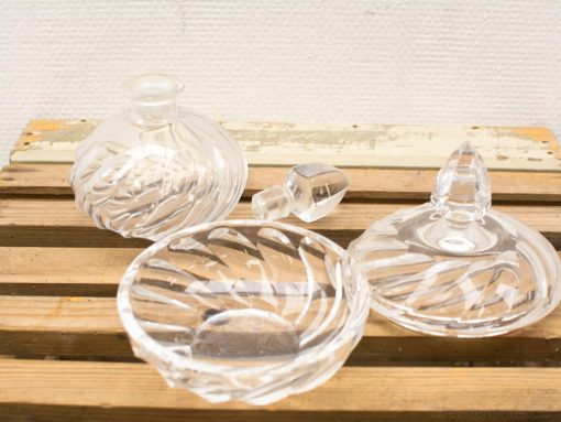 Elegant crystal decor on rustic wood adds timeless charm to any home setting.