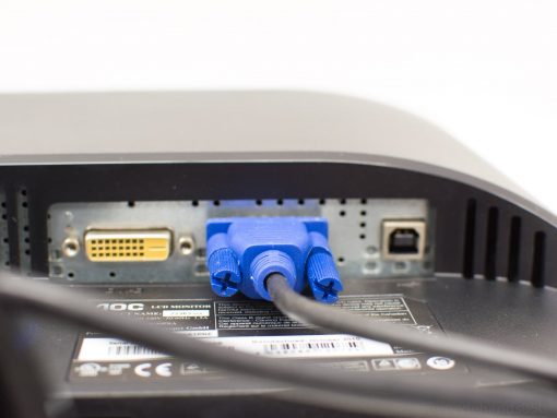 AOC 22 monitor with versatile VGA, DVI, and USB connections for modern and legacy devices.