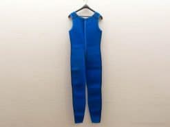 Vibrant blue wetsuit for surfing and diving, featuring flexible, form-fitting design for optimal performance.