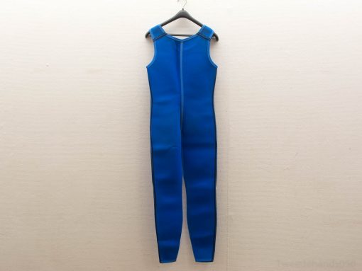 Vibrant blue wetsuit for surfing and diving, featuring flexible, form-fitting design for optimal performance.