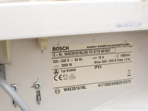 Quality Bosch WAE28161NL washing machine, 2000W, 1400 RPM, energy-efficient, reliable performance.