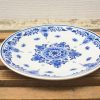 Elegant blue and white porcelain plate with floral motif, perfect for decoration or special occasions.