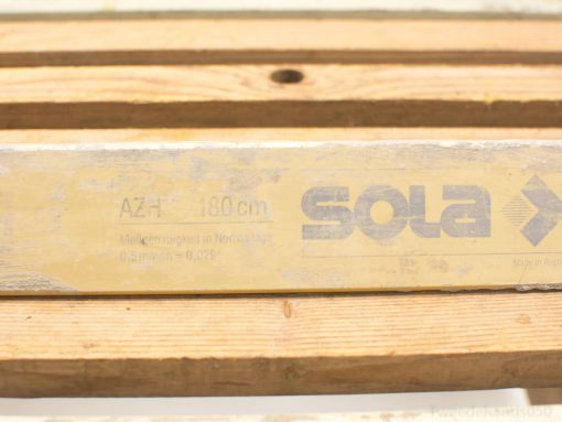 Used Sola 180 cm level tool with rustic charm and signs of wear from frequent use.