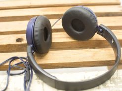 Stylish dark blue Sony AEC headphones, perfect for music lovers and everyday use.