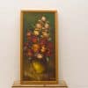 Vibrant floral still life with roses in a earthy vase, perfect for home decor.