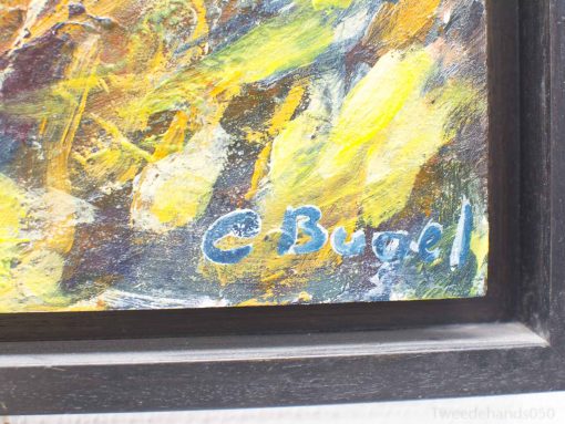 Vibrant abstract art by C Bugel, showcasing bold colors and dynamic brushwork.