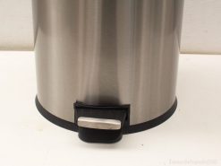 Sleek stainless steel pedal bin for hands-free waste disposal in modern kitchens and offices.