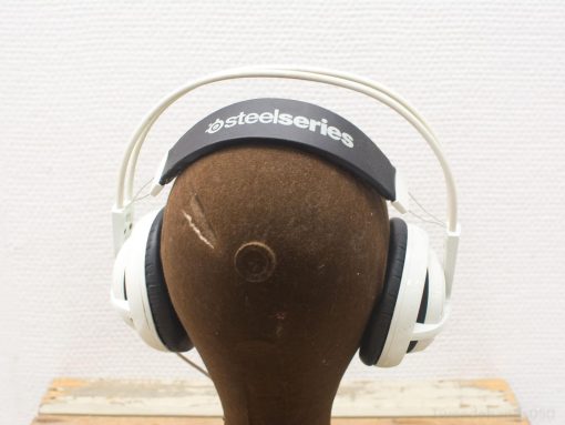 Stylish SteelSeries headphones in white and black, designed for comfort and quality gaming audio.